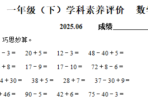 2024-2025学年江苏省泰州市兴化市联考苏教版一年级下册期末测试数学试卷（含解析）