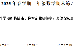2024-2025学年江苏省盐城市盐都区第二小学教育集团苏教版一年级下册期末练习数学试卷（含解析）