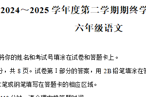 2024-2025学年江苏省南通市海门区统编版六年级下册期末考试语文试卷（含解析）