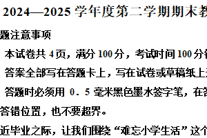 2024-2025学年江苏省宿迁地区统编版六年级下册期末考试语文试卷（含解析）