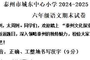 2024-2025学年江苏省泰州市海陵区城东中心小学统编版六年级下册期末考试语文试卷（含解析）
