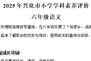 2024-2025学年江苏省泰州市兴化市统编版六年级下册期末毕业考试语文试卷（含解析）