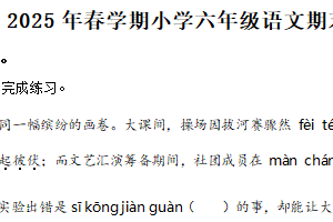 2024-2025学年江苏省盐城市阜宁县统编版六年级下册期末考试语文试卷（含解析）