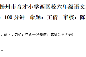2024-2025学年江苏省扬州市育才小学西区校统编版六年级下册期末考试语文试卷（含解析）