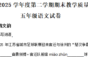 2024-2025学年江苏省宿迁地区统编版五年级下册期末考试语文试卷（含解析）