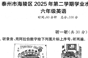 江苏省泰州市海陵区2024-2025学年六年级下学期期末英语试题（含答案）