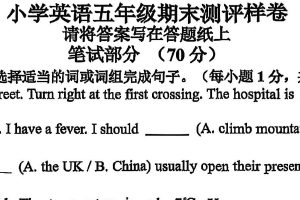 江苏省淮安市涟水县郑梁梅小学2024-2025学年五年级下学期期末英语测评样卷（含答案）