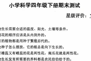 江苏省徐州市泉山区2024-2025学年下学期四年级科学期末考试试卷（含答案）