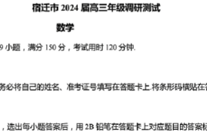 江苏省宿迁市2024届高三下学期调研测试数学试题（含解析）