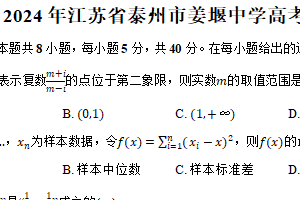 2024年江苏省泰州市姜堰中学高考数学段考试卷（含解析）