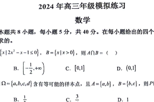 江苏省苏州市南京师范大学苏州实验学校2023-2024学年高三下学期一模模拟考试数学试卷（含答案）