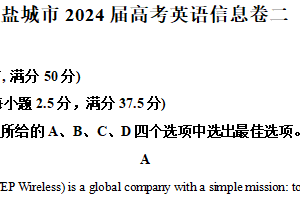2024届江苏省盐城市高考英语信息卷二（含解析）