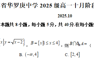 江苏省常州市华罗庚中学2025-2026学年高一上学期10月阶段性调研数学试卷（含解析）