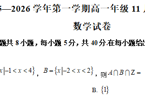 江苏省淮安市2025-2026学年高一上学期11月调研测试数学试卷（含解析）