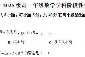 江苏省南京东南实验学校2025-2026学年高一上学期十月阶段性调研数学试题（含解析）