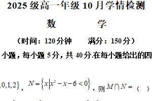 江苏省南京市第十三中学、南京市第九中学联考2025-2026学年高一上学期10月学情检测数学试卷（含解析）