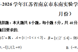 江苏省南京市东南实验学校2025-2026学年高一上学期1月月考数学试卷（含解析）