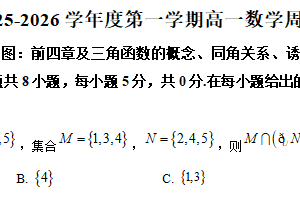 江苏省苏州大学附属中学2025-2026学年高一上学期12月月考数学试题（含解析）
