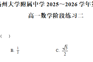江苏省扬州大学附属中学2025-2026学年高一上学期阶段练习二（1月月考）数学试题（含解析）