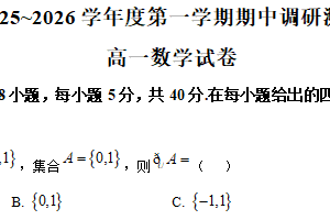 江苏省宿迁市沭阳县2025-2026学年高一上学期11月期中调研测试数学试卷（含解析）