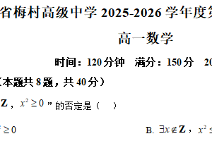 江苏省无锡市梅村高级中学2025-2026学年高一上学期11月期中数学试题（含解析）