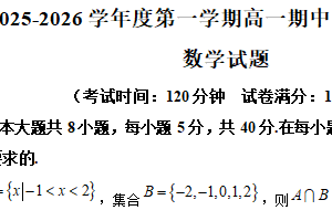 江苏省扬州市高邮市2025-2026学年高一上学期期中调研测试数学试卷（含解析）