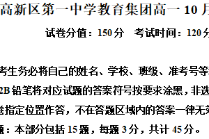 江苏省苏州市高新区第一中学教育集团2025-2026学年高一上学期10月月考物理试题（含解析）