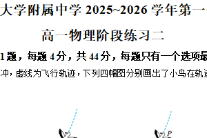 江苏省扬州大学附属中学2025-2026学年高一上学期1月月考物理试题（含解析）