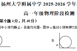 江苏省扬州市扬州大学附属中学2025-2026学年高一上学期10月月考物理试题（含解析）