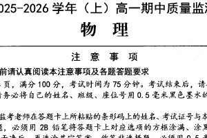 江苏省徐州市第三十七中学2025-2026学年高一上学期期中物理试卷（无答案）