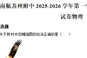 江苏省苏州市南京航空航天大学附属中学2025-2026学年高一上学期期中考试物理试卷（含解析）