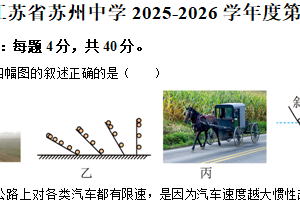 江苏省苏州中学2025-2026学年高一上学期期中考试物理试卷（含解析）