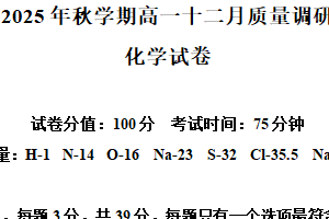 江苏省常州市金坛区第一中学2025-2026学年高一上学期12月月考化学试题（含解析）