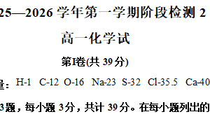 江苏省泰州市靖江高级中学2025-2026学年高一上学期12月月考化学试题（含解析）