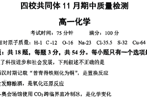 江苏省南京市东高 雨花台中学 秦淮科技高中 金陵河西四校2025-2026学年高一上学期期中联考化学试卷（无答案）