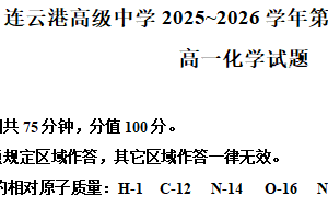 江苏省连云港市高级中学2025-2026学年高一上学期期中化学试题（含解析）