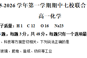 江苏省南京市名校联合体2025-2026学年高一上学期11月期中化学试题（含解析）
