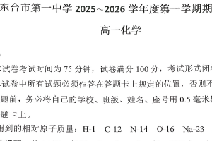 江苏省盐城市东台市第一中学2025-2026学年高一上学期期末考试化学试题（无答案）