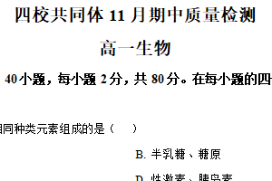 江苏省南京市四校2025—2026学年高一上学期期中联考生物试卷（含解析）