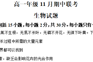江苏省扬州市江都区江苏省江都中学2025-2026学年高一上学期11月期中生物试题（含解析）
