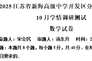 江苏省连云港市新海高级中学开发区校区2025-2026学年高二上学期10月学情调研测试数学试题（含解析）