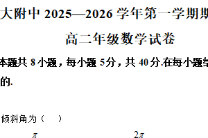 江苏省苏州大学附属中学2025-2026学年高二上学期期中检测数学试卷（含解析）