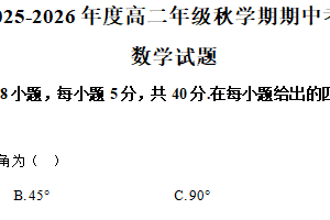 江苏省泰州市第二中学2025-2026学年高二上学期期中数学试题（含解析）