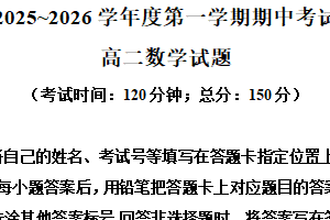 江苏省泰州市姜堰区2025-2026学年高二上学期11月期中考试数学试题（含解析）