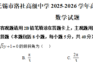 江苏省无锡市洛社高级中学2025-2026学年高二上学期11月期中考试数学试题（含解析）