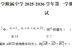 江苏省南京师范大学附属中学2025-2026学年第一学期高二数学期末模拟试卷（含解析）