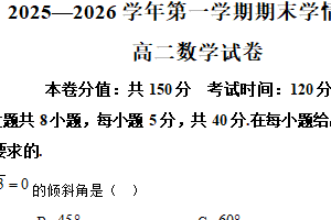 江苏省南京市高淳区2025-2026学年高二上学期期末数学试题（含解析）