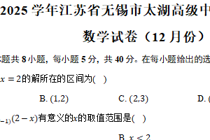 2024-2025学年江苏省无锡市太湖高级中学高一（上）段考数学试卷（12月份）（含答案）