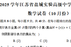 2024-2025学年江苏省盐城市盐城实验高级中学等高一（上）联考数学试卷（10月份）（含答案）