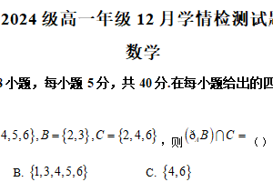 江苏省南京、镇江、徐州等十校2024-2025学年高一上学期12月联考试题数学（含答案）